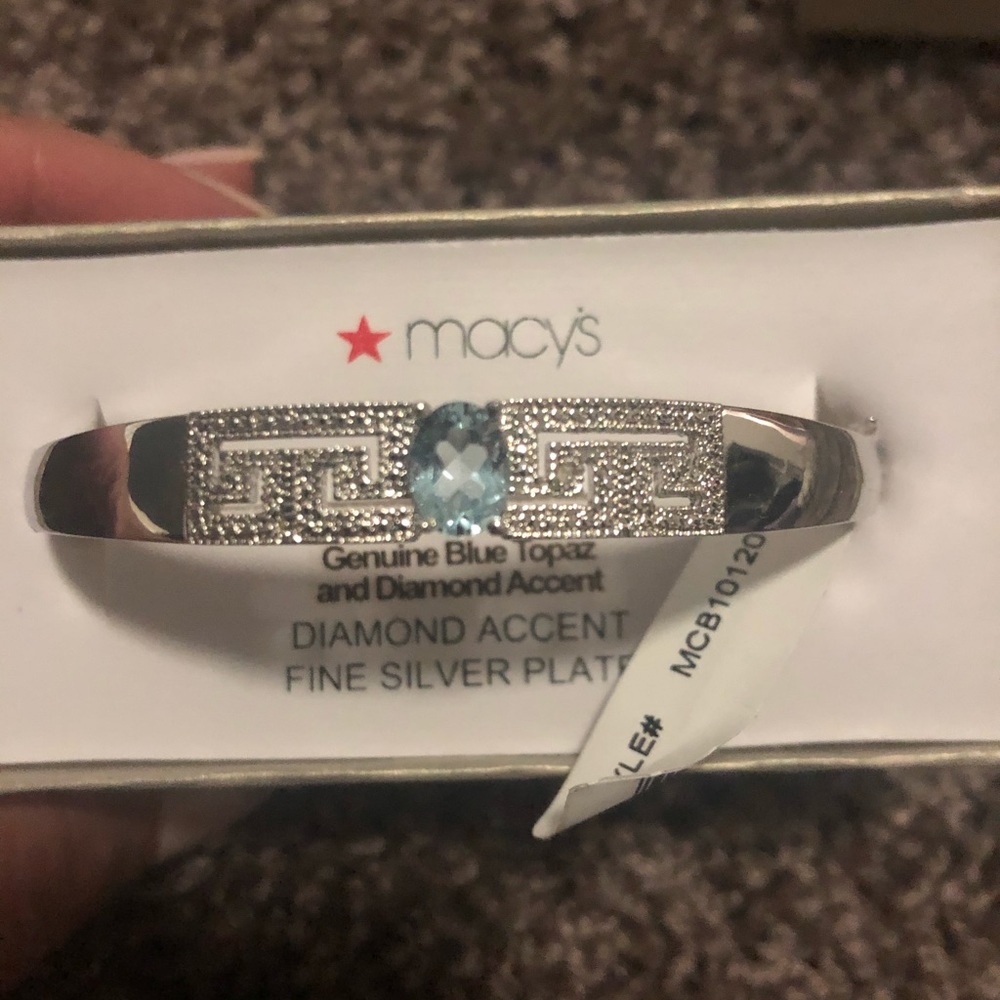 Blue Topaz & Diamond Accent Silver Bracet